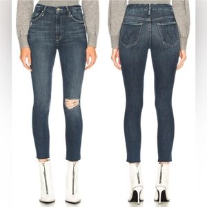 Mother High Waisted Looker Ankle Fray Close to the Edge Denim Jeans Size 28